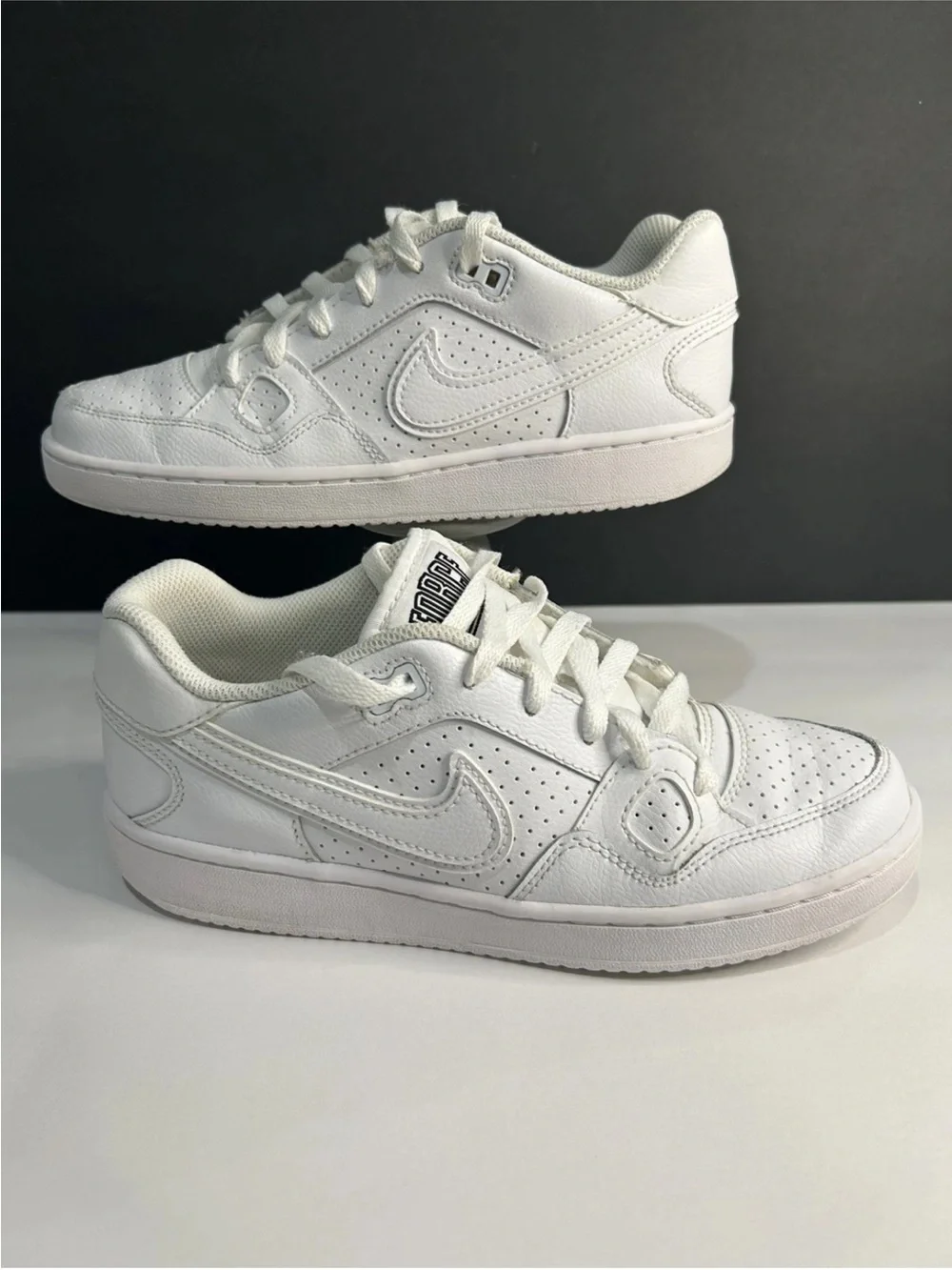 Nike Kids White Leather Court-Style Sneakers